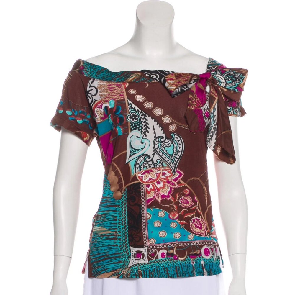 Blumarine Printed Silk Top, Size: M (US 8, IT44)
